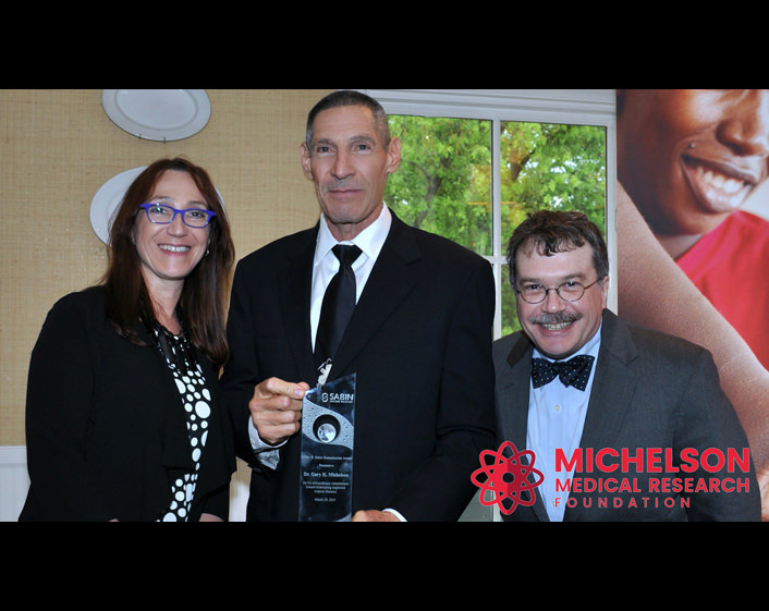On March 25th 2015, renowned orthopedic spinal surgeon and inventor Dr. Gary K. Michelson is awarded the Albert B. Sabin Humanitarian Award by the SABIN Vaccine Institute in acknowledgement of the significant, continual financial contributions he has made to their research programs including the Michelson Neglected Disease Vaccine Initiative.